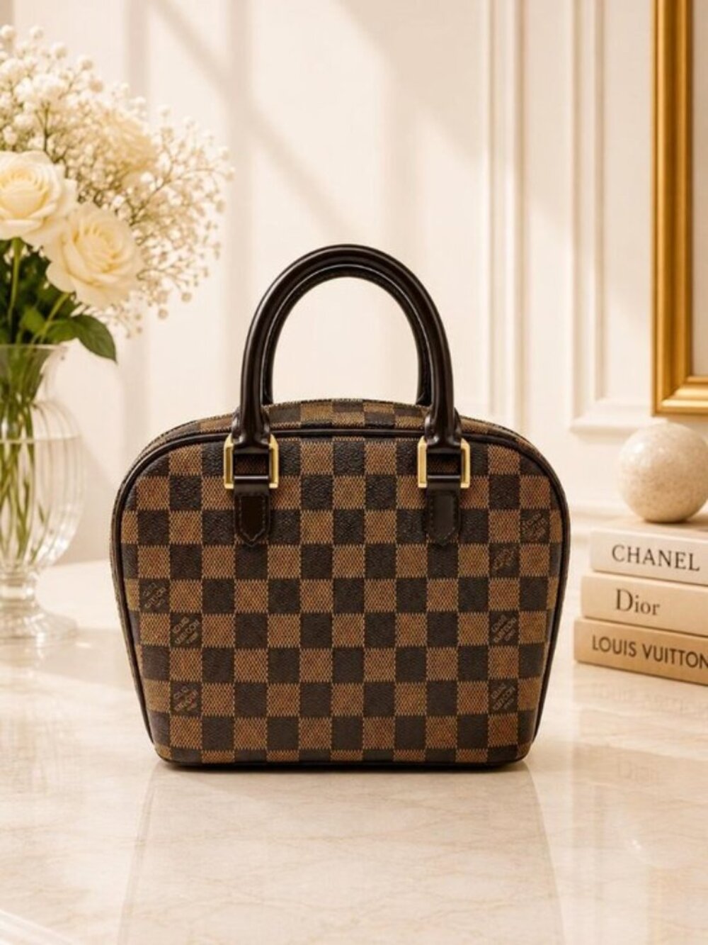 Authentic Louis Vuitton Sarria Damier Ebene Top Handle Bag | Luxury Cheaper